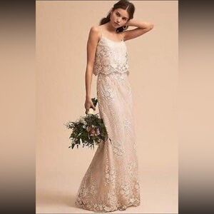 NWT Adrianna Papell Arden Off White Beaded Tiered Gown- Size 8